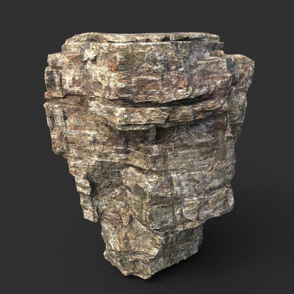 Low poly Layered Cliff Rock Low-poly 3D model_11