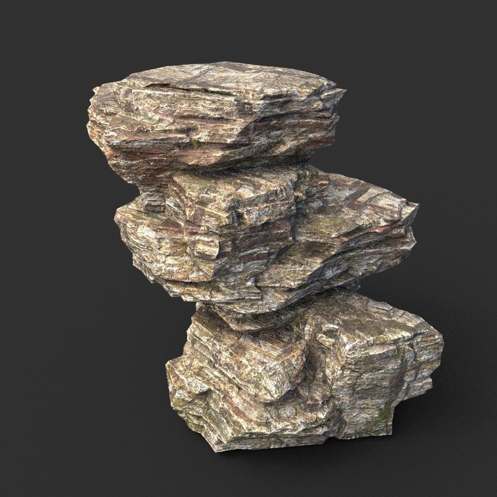 Low poly Layered Cliff Rock Low-poly 3D model_39