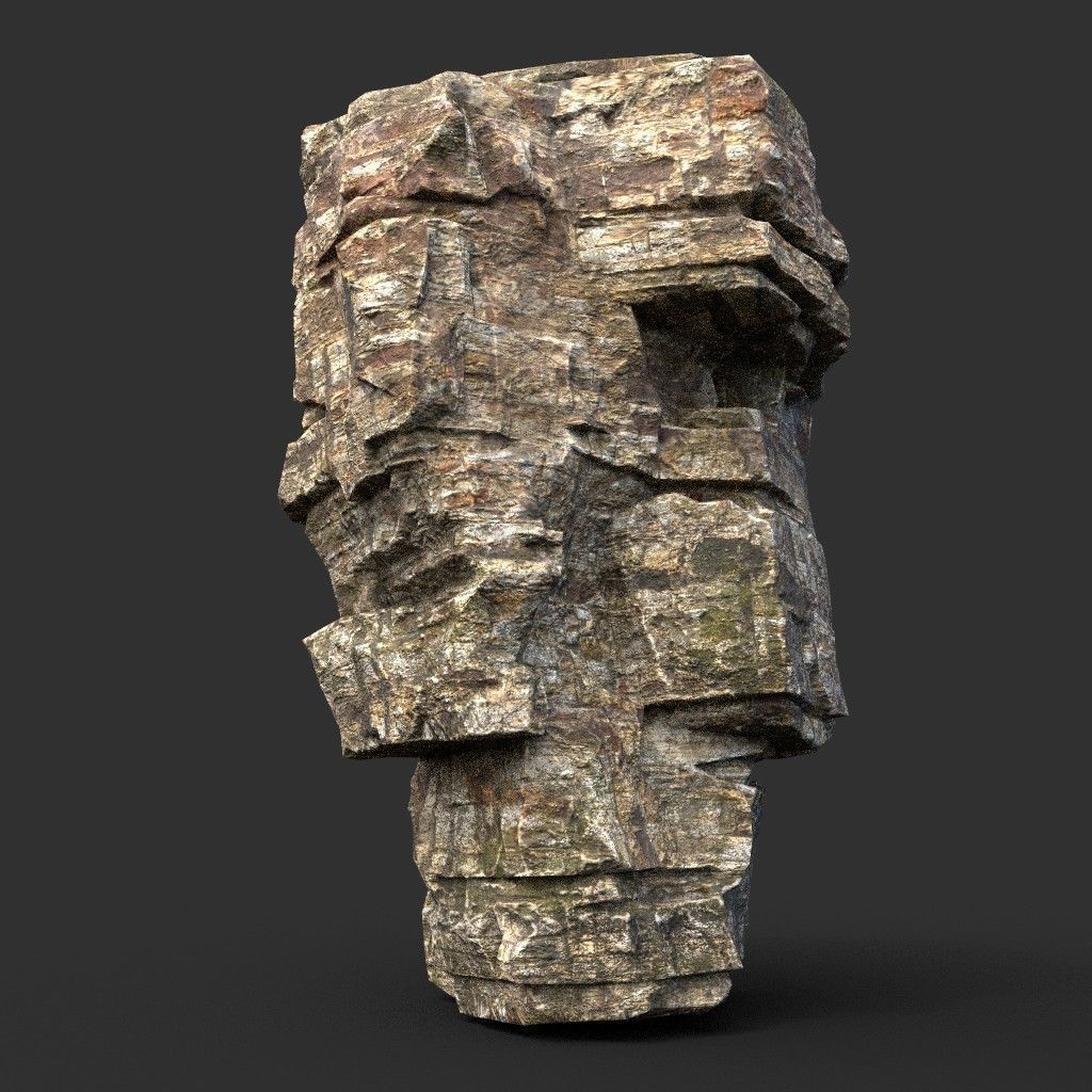 Low poly Layered Cliff Rock Low-poly 3D model_10