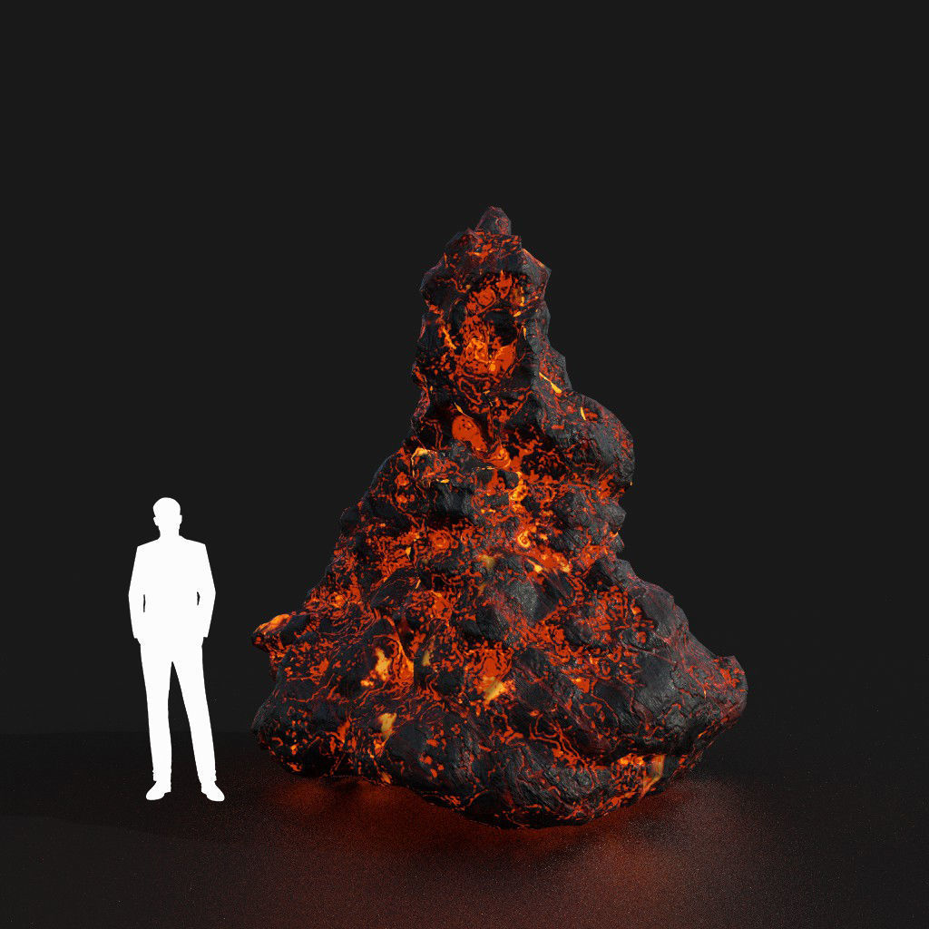 Low poly Lava Cave Rock Module 190225 Low-poly 3D model_18