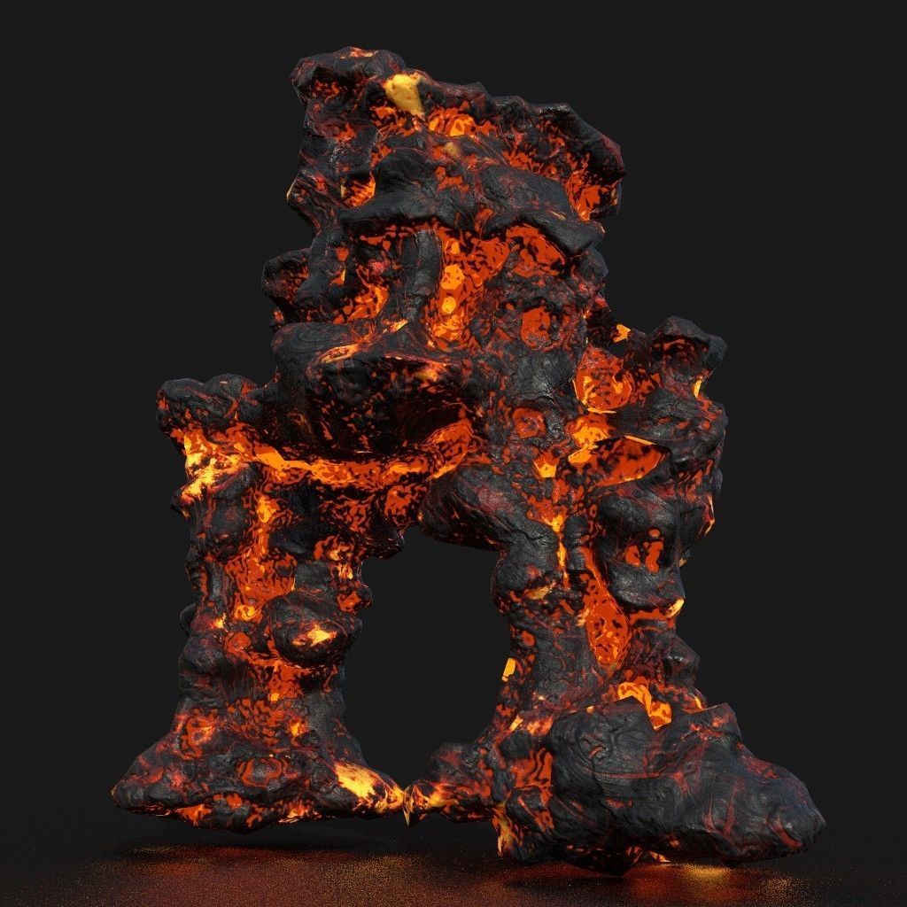 Low poly Lava Cave Rock Module 190225 Low-poly 3D model_39