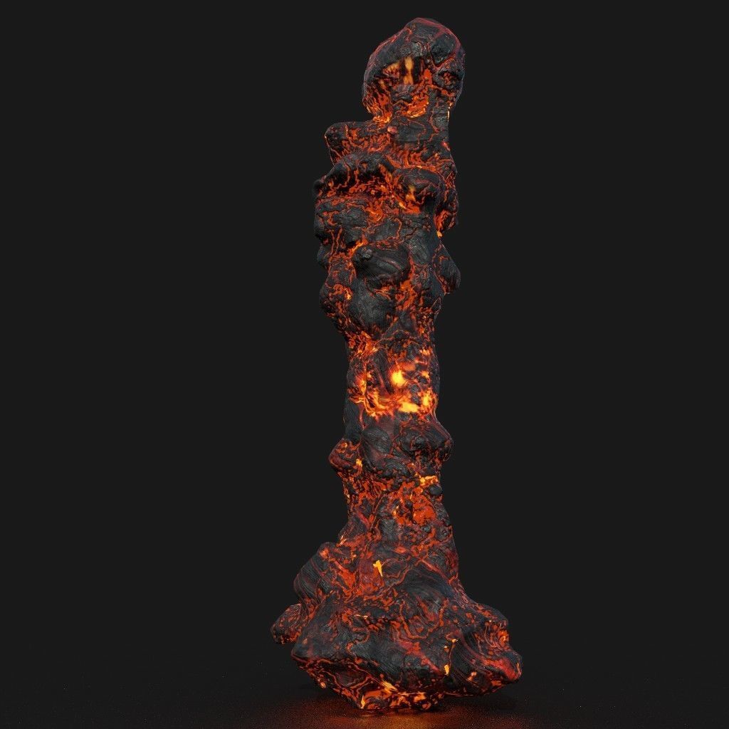Low poly Lava Cave Rock Module 190225 Low-poly 3D model_32
