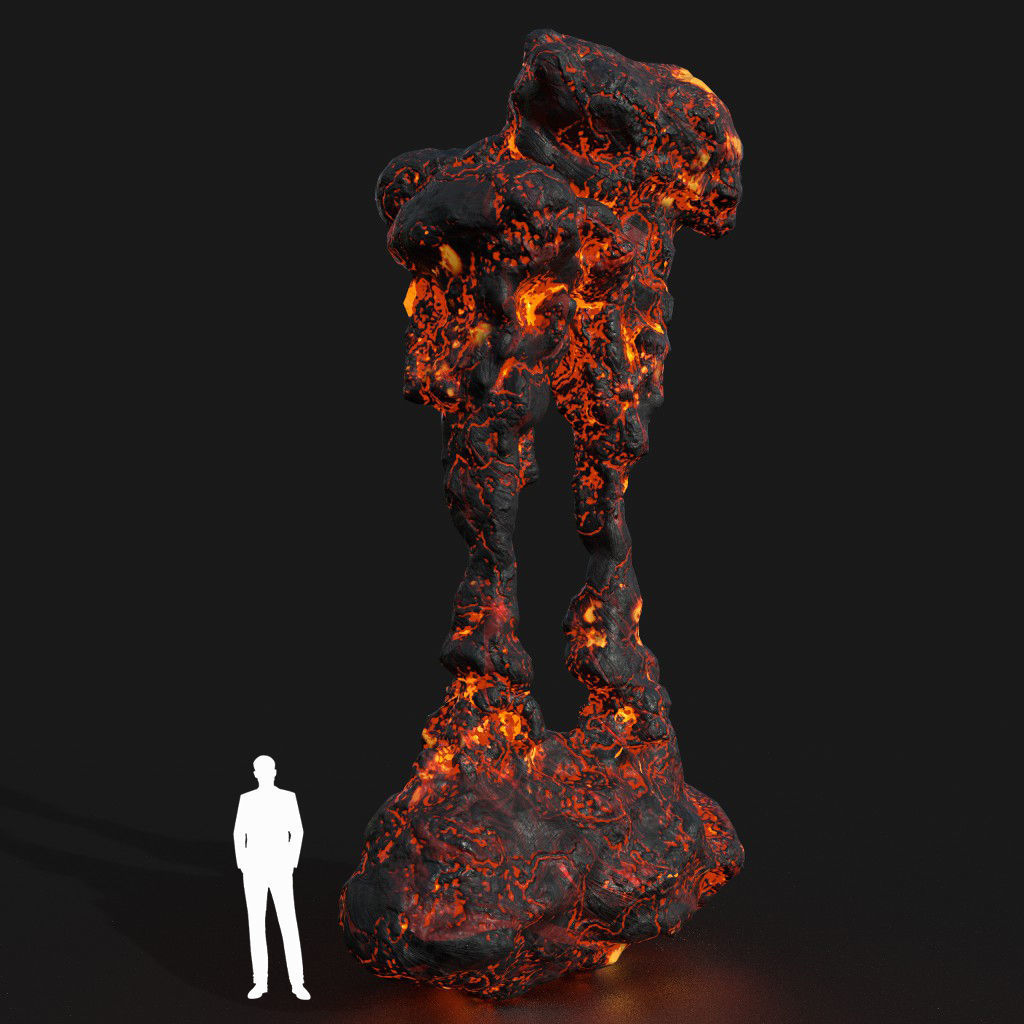 Low poly Lava Cave Rock Module 190225 Low-poly 3D model_14