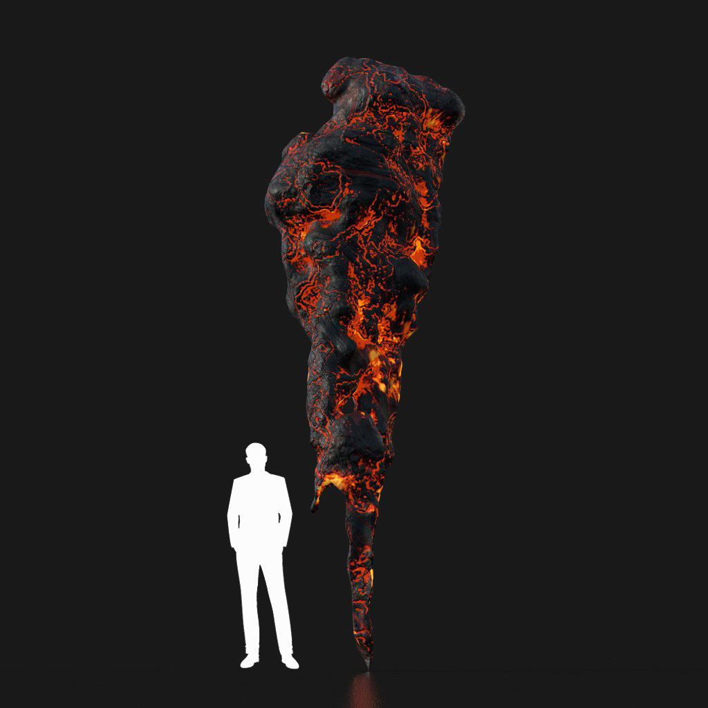 Low poly Lava Cave Rock Module 190225 Low-poly 3D model_6