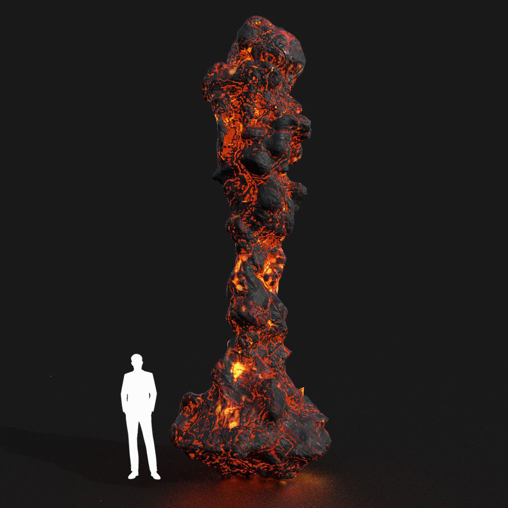 Low poly Lava Cave Rock Module 190225 Low-poly 3D model_30