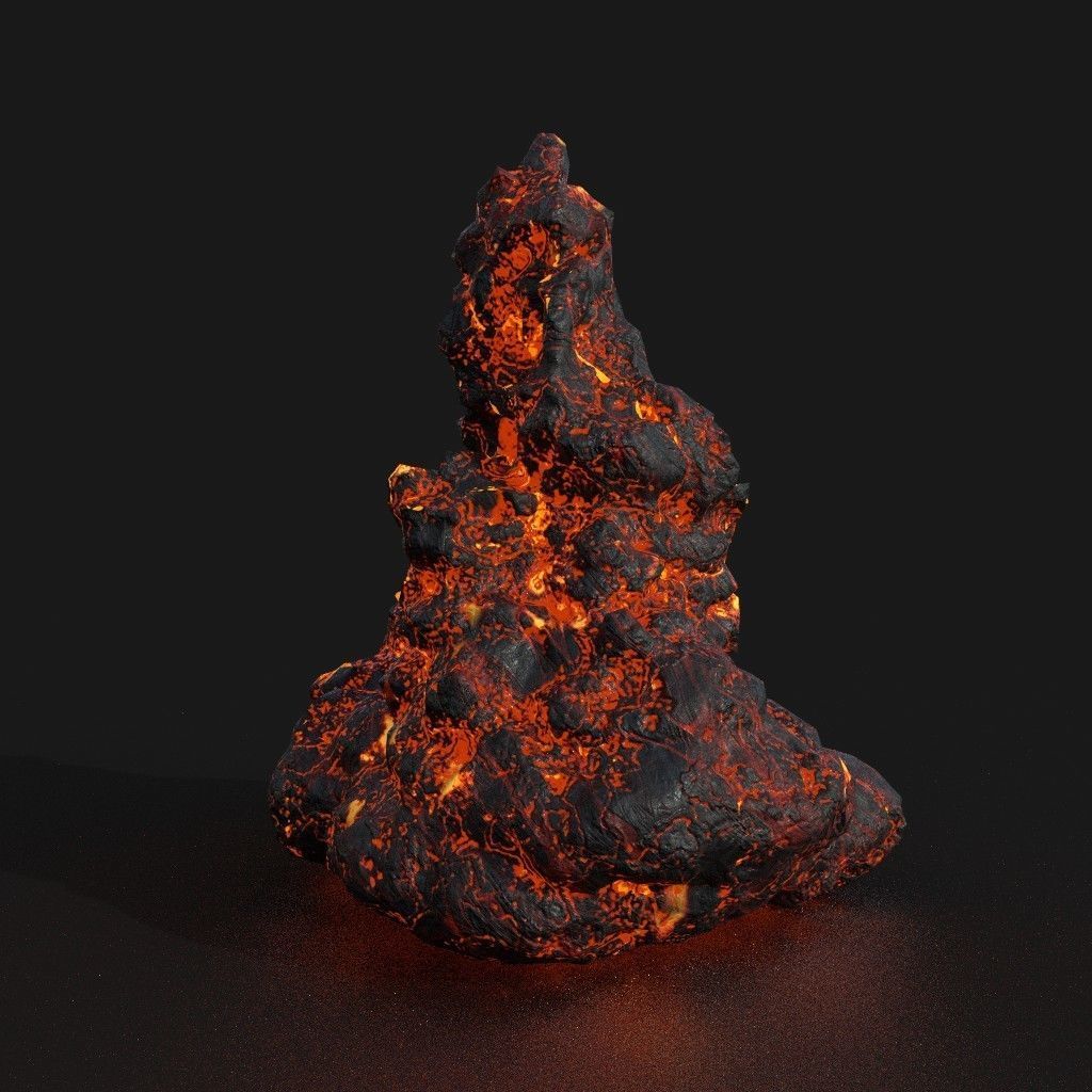 Low poly Lava Cave Rock Module 190225 Low-poly 3D model_19