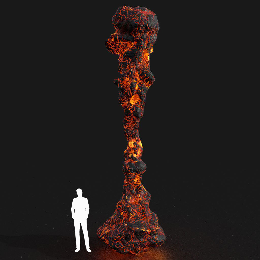 Low poly Lava Cave Rock Module 190225 Low-poly 3D model_10