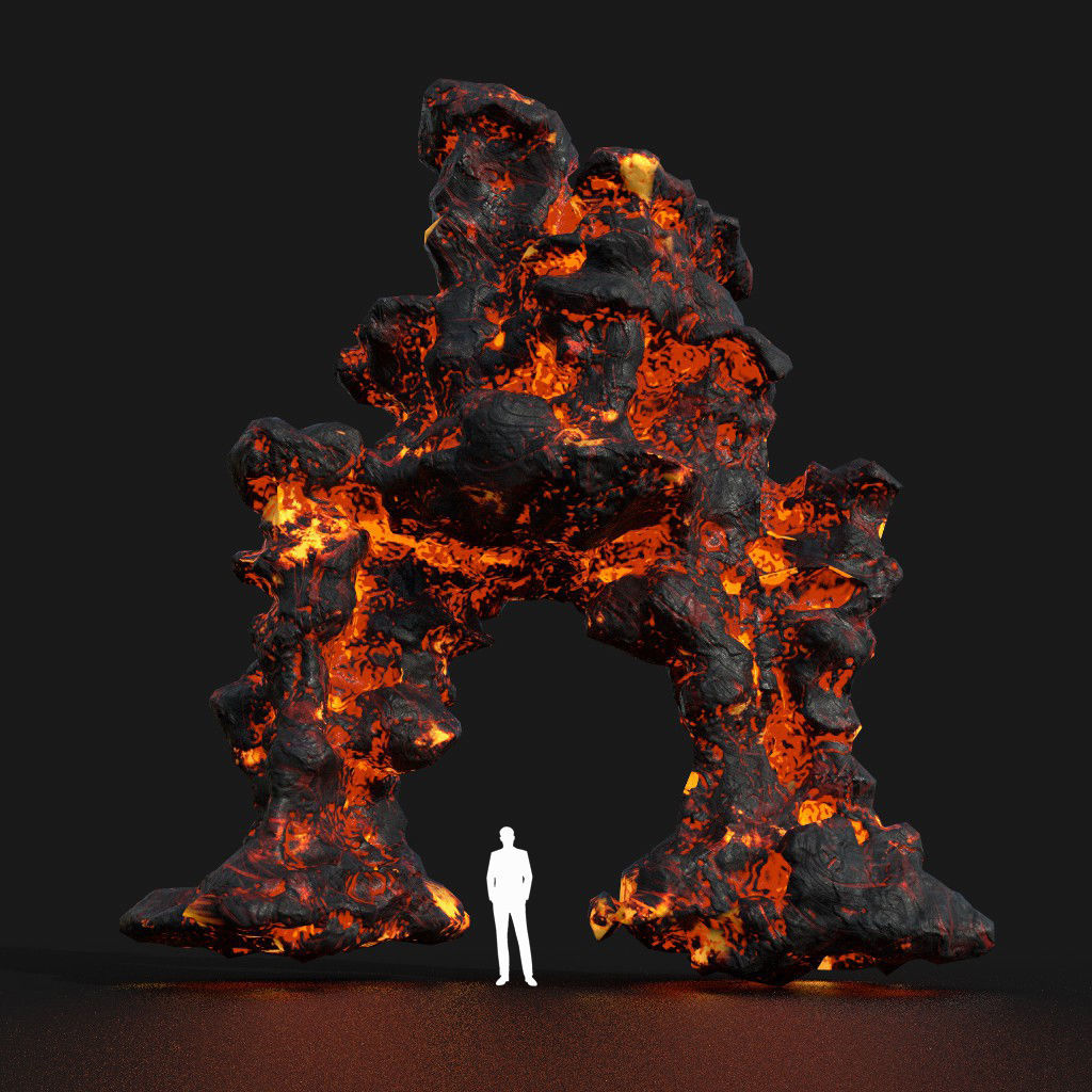 Low poly Lava Cave Rock Module 190225 Low-poly 3D model_38
