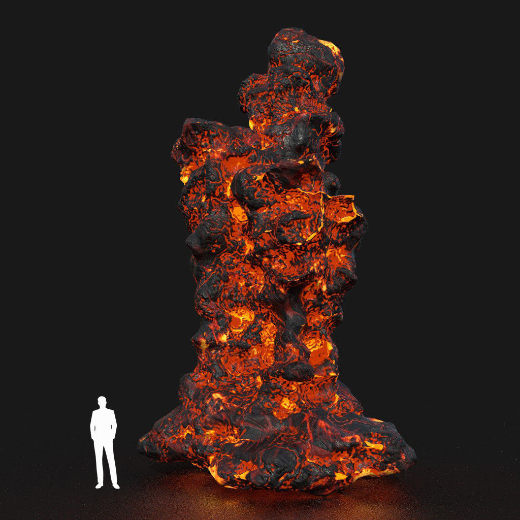Low poly Lava Cave Rock Module 190225 Low-poly 3D model_34