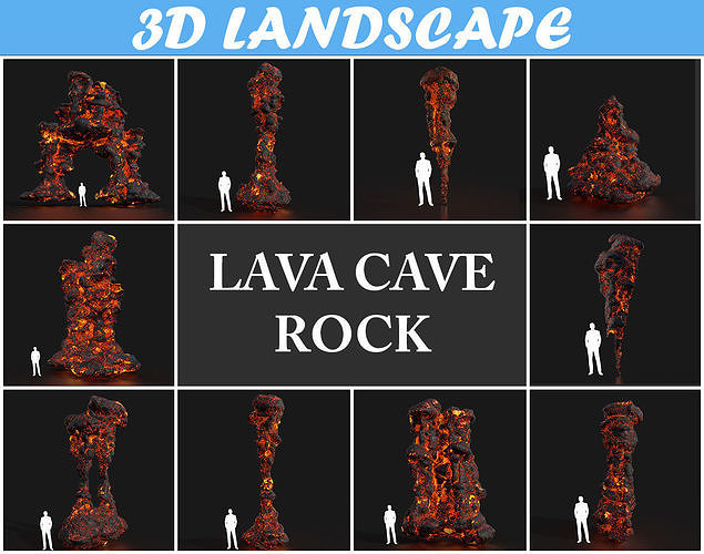 Low poly Lava Cave Rock Module 190225 Low-poly 3D model