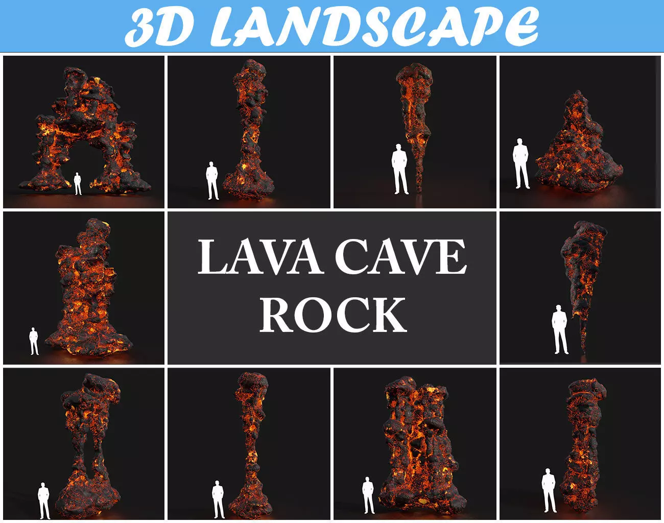 Low poly Lava Cave Rock Module 190225 Low-poly 3D model_0
