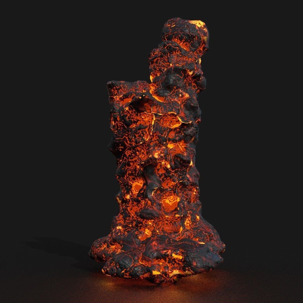 Low poly Lava Cave Rock Module 190225 Low-poly 3D model_35