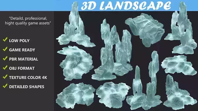 Low poly iceberg modular Low-poly 3D model