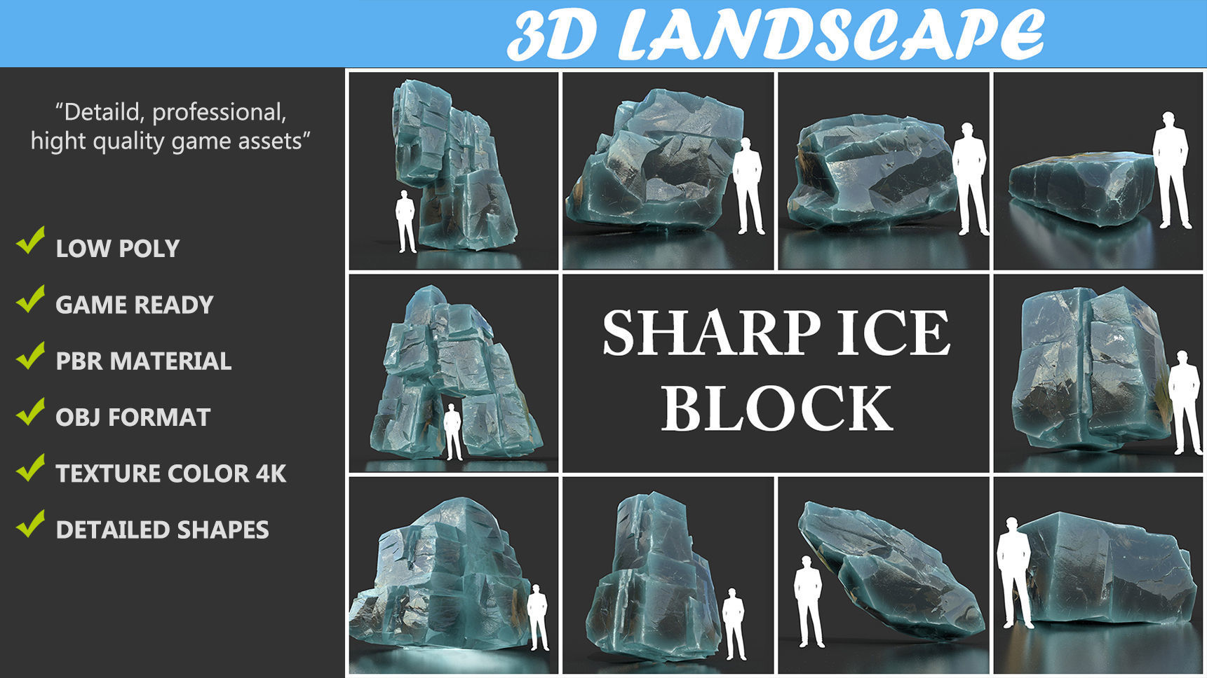 Low poly Ice Block 190302 Low-poly 3D model_1