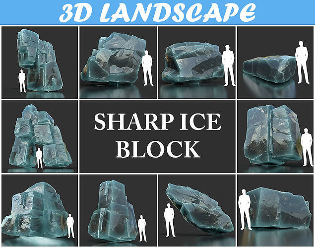 Low poly Ice Block 190302 Low-poly 3D model