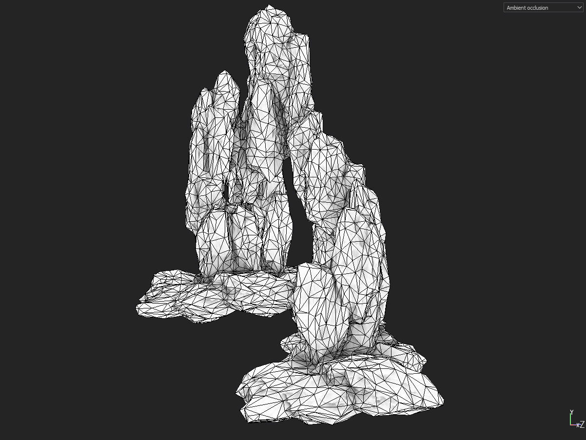 Low poly gray mossy big rock formular Low-poly 3D model_17