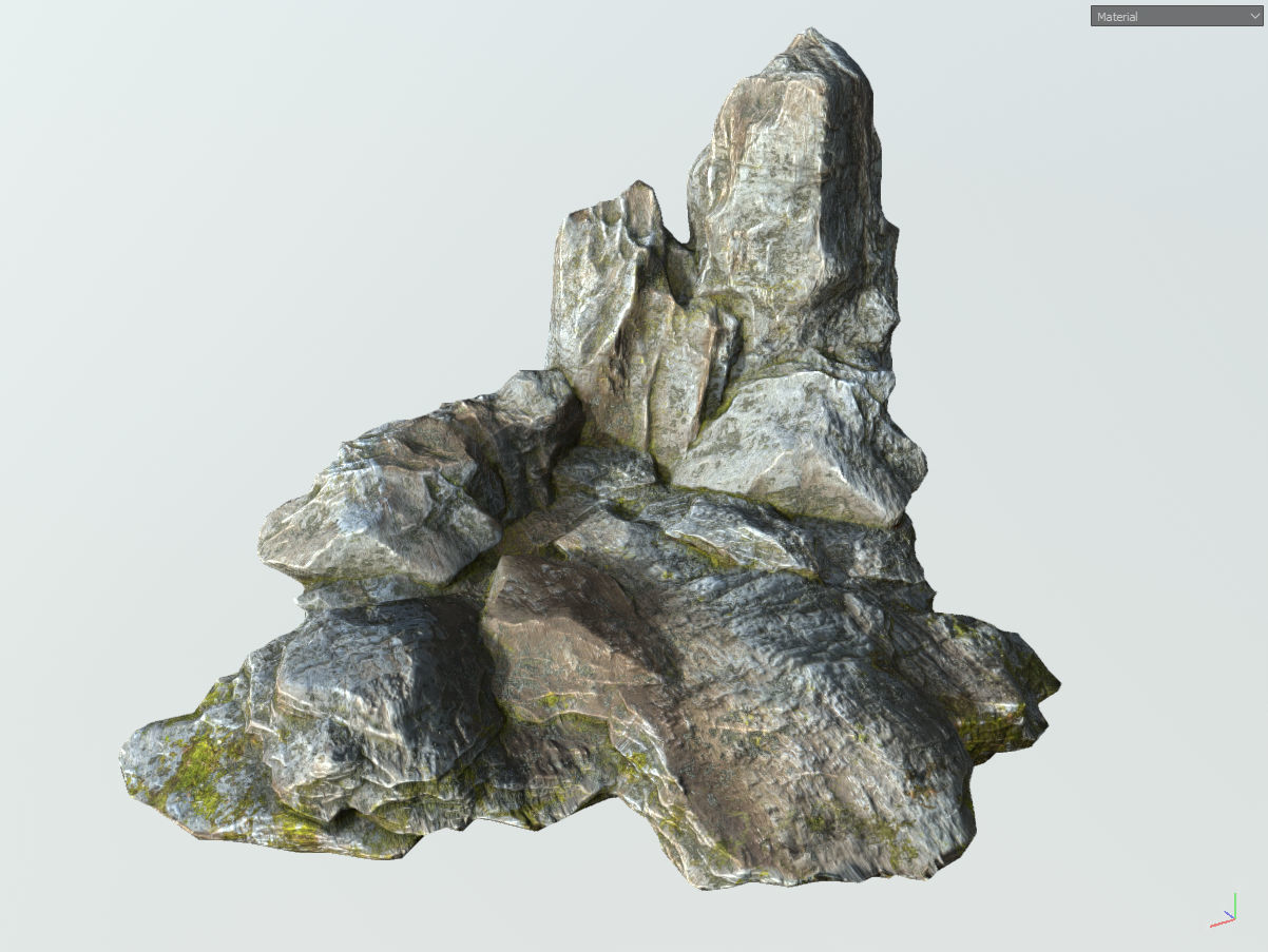 Low poly gray mossy big rock formular Low-poly 3D model_34