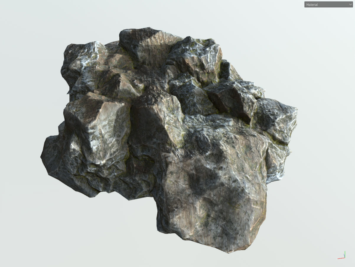Low poly gray mossy big rock formular Low-poly 3D model_3