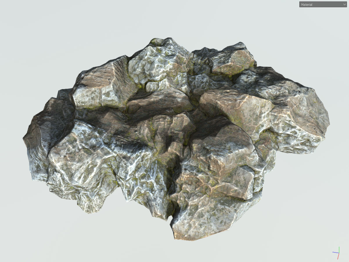 Low poly gray mossy big rock formular Low-poly 3D model_2