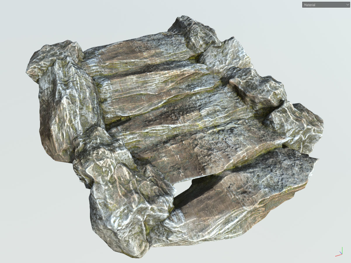 Low poly gray mossy big rock formular Low-poly 3D model_31