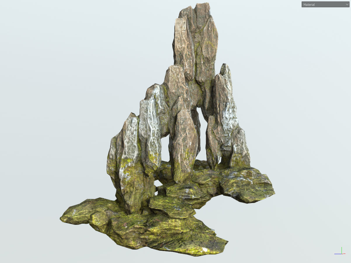 Low poly gray mossy big rock formular Low-poly 3D model_14