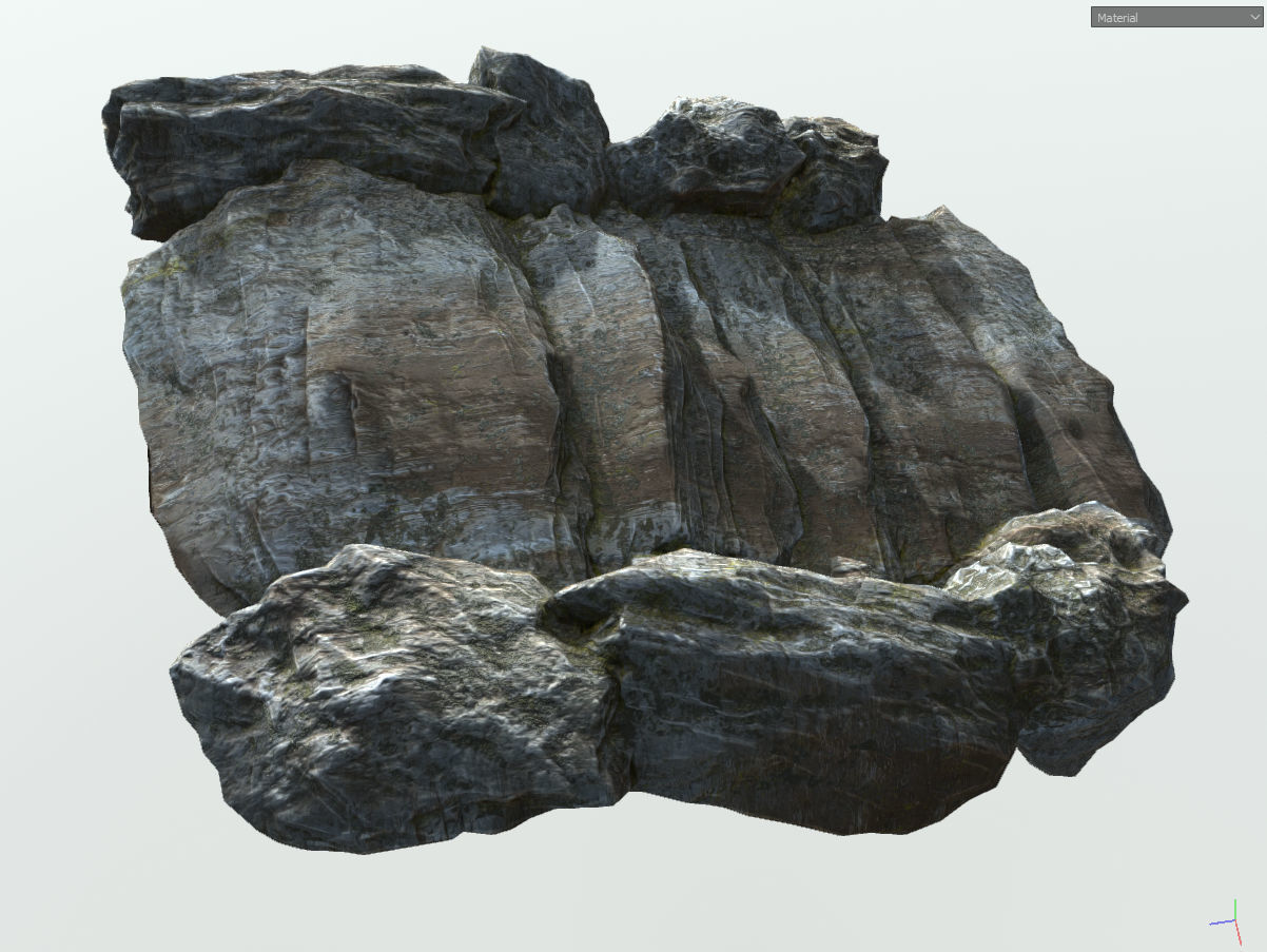 Low poly gray mossy big rock formular Low-poly 3D model_32