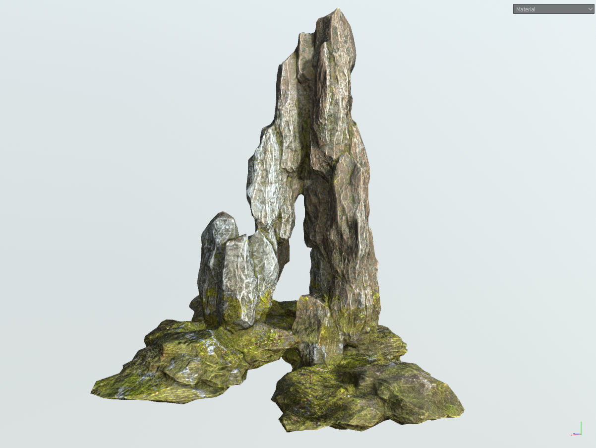 Low poly gray mossy big rock formular Low-poly 3D model_20