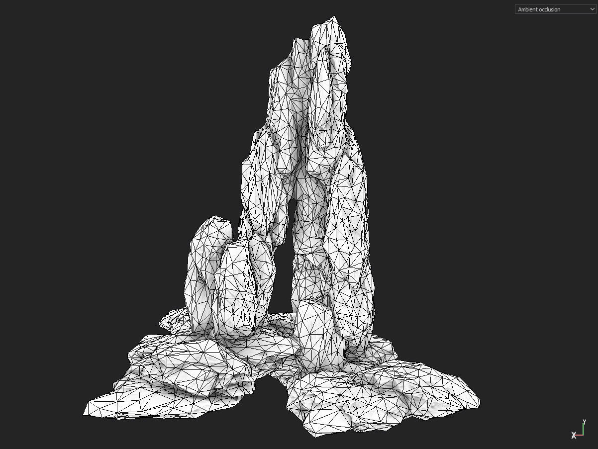 Low poly gray mossy big rock formular Low-poly 3D model_21