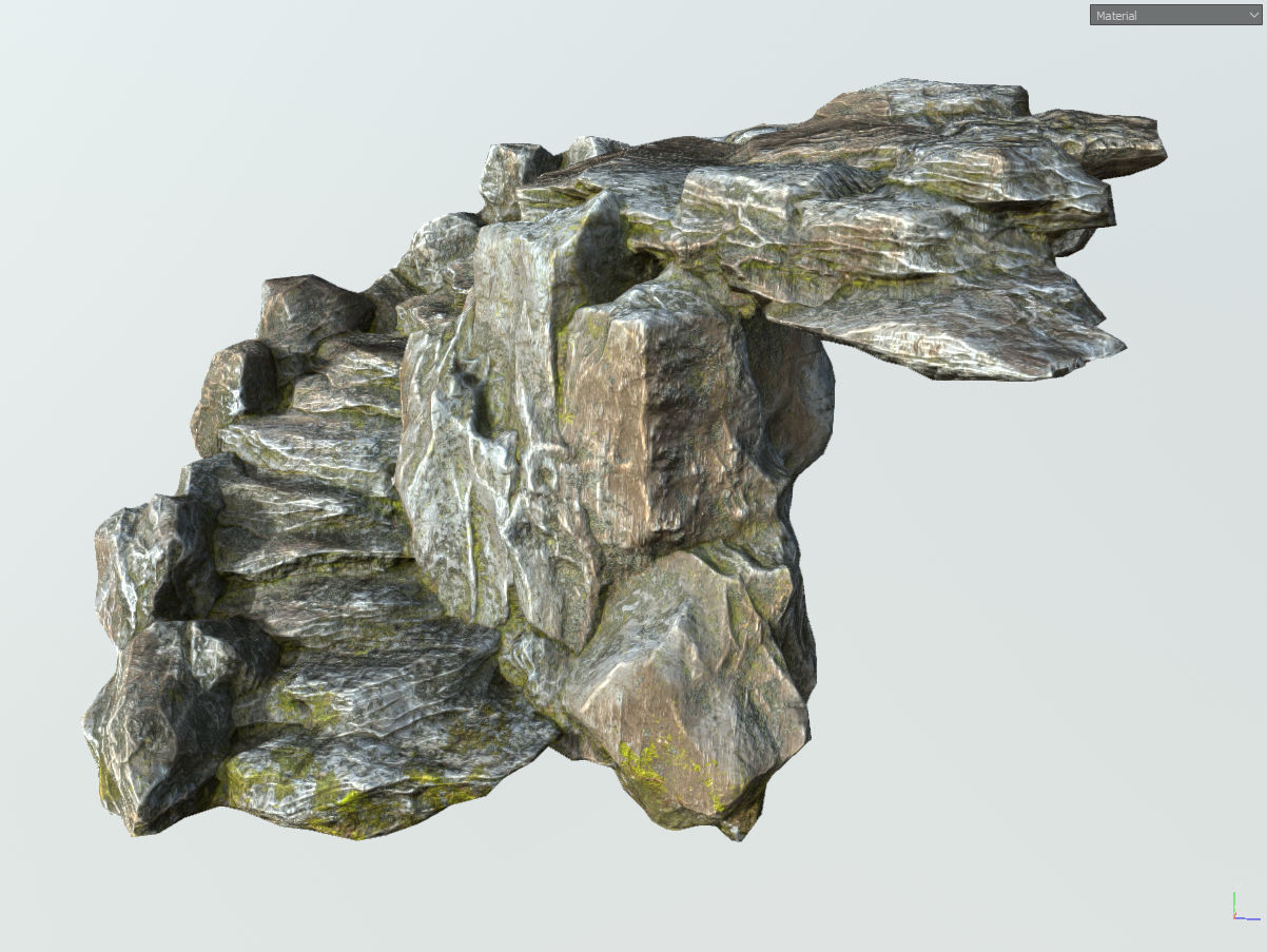 Low poly gray mossy big rock formular Low-poly 3D model_27