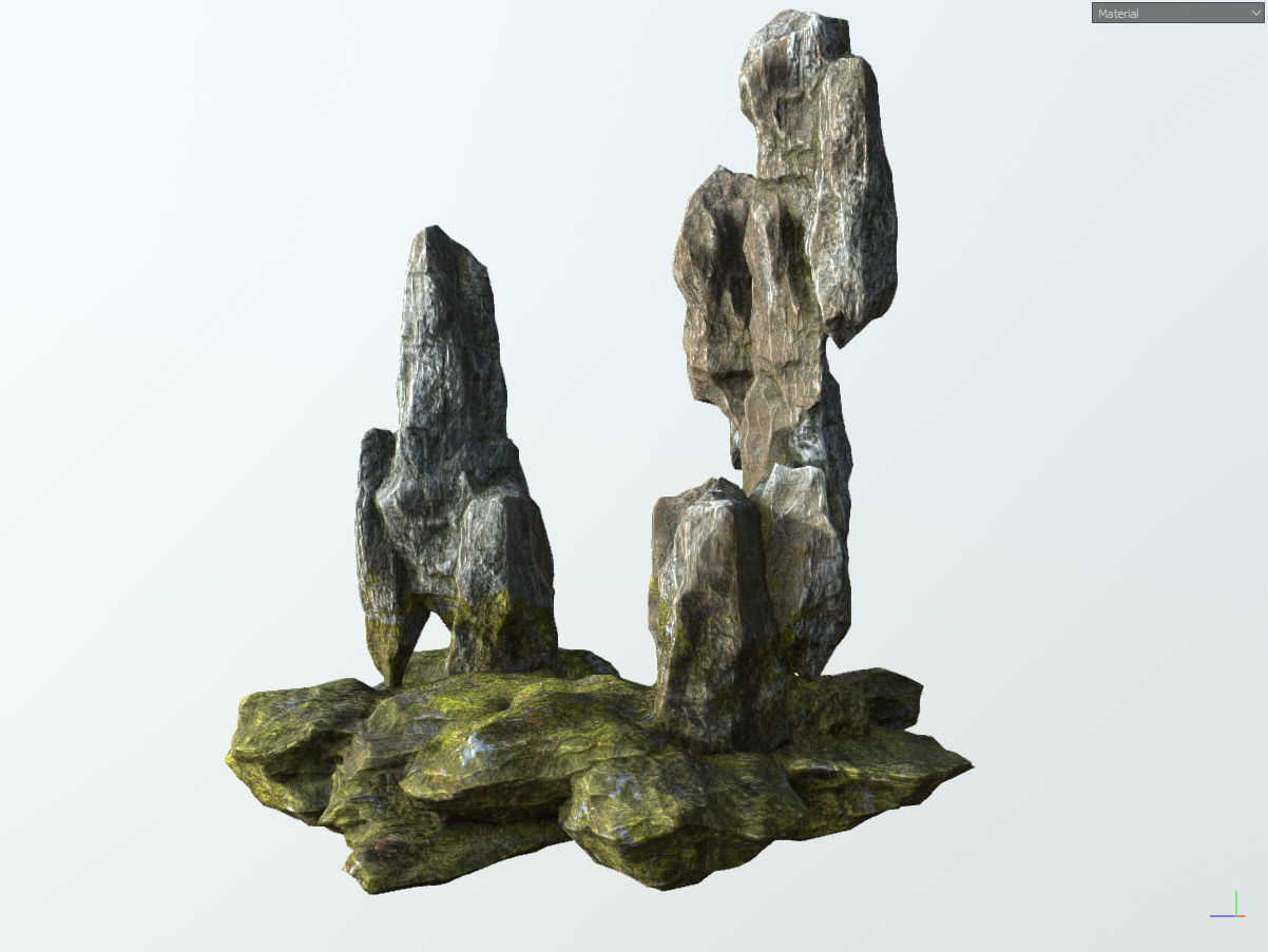 Low poly gray mossy big rock formular Low-poly 3D model_10