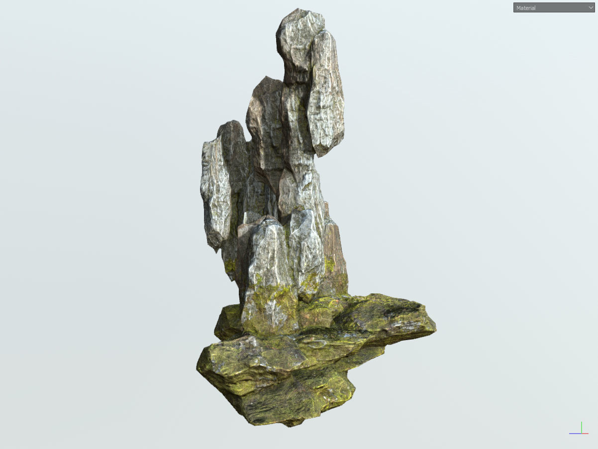 Low poly gray mossy big rock formular Low-poly 3D model_7