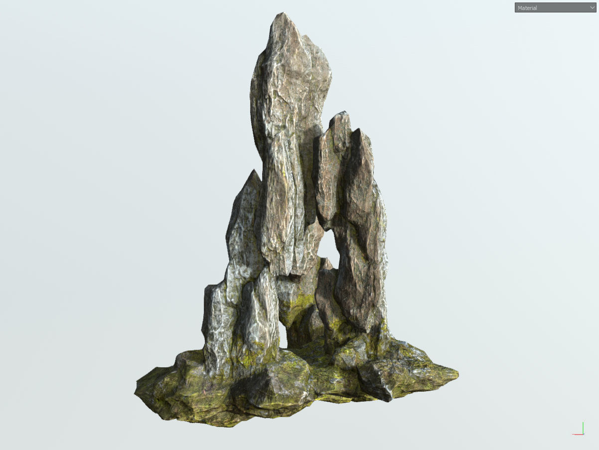 Low poly gray mossy big rock formular Low-poly 3D model_16