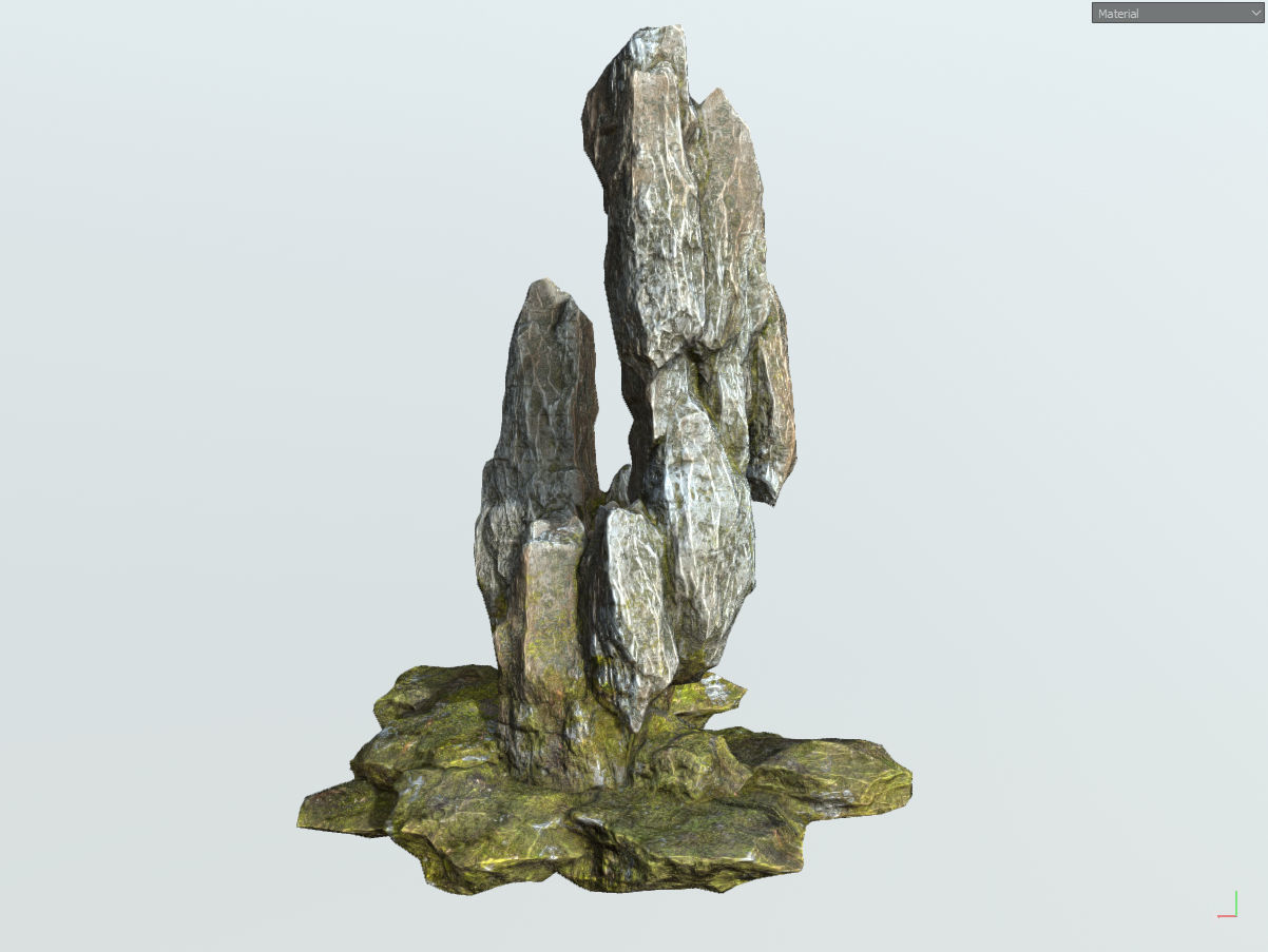 Low poly gray mossy big rock formular Low-poly 3D model_11