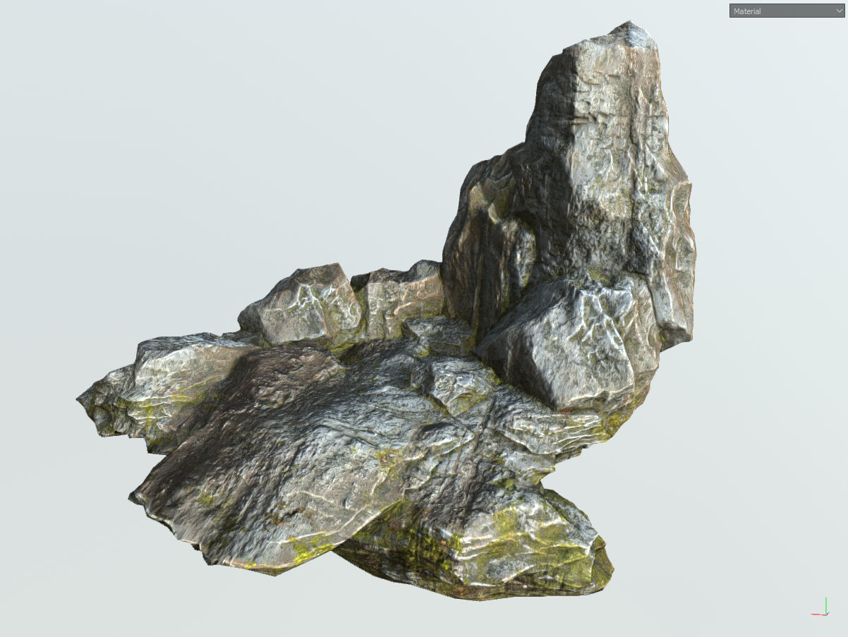 Low poly gray mossy big rock formular Low-poly 3D model_35