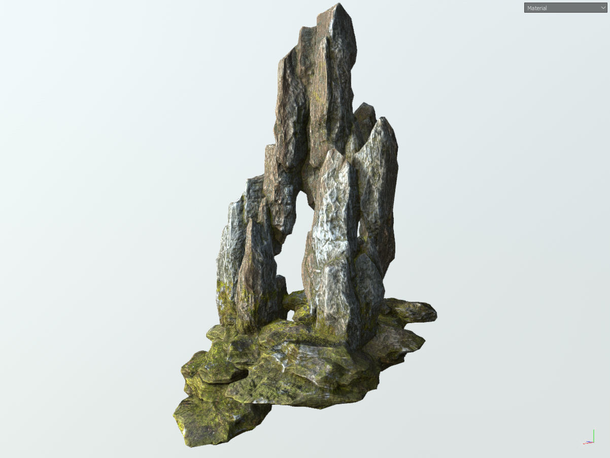Low poly gray mossy big rock formular Low-poly 3D model_15