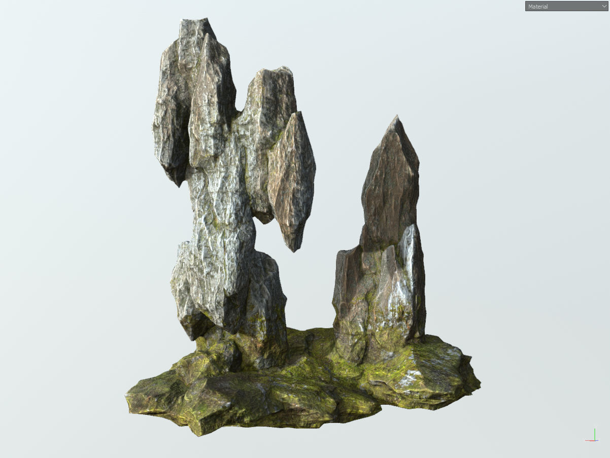 Low poly gray mossy big rock formular Low-poly 3D model_12
