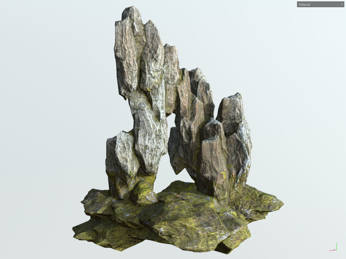 Low poly gray mossy big rock formular Low-poly 3D model_8