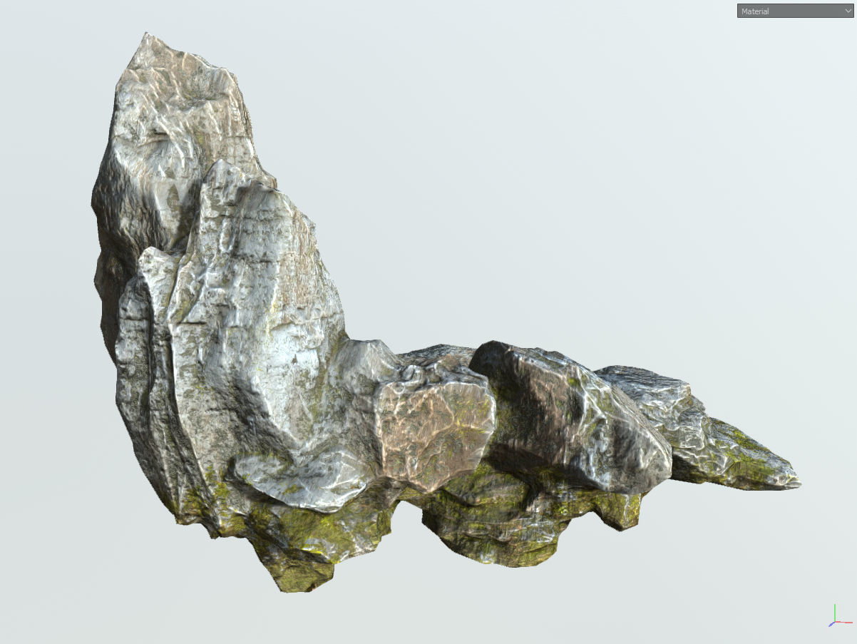 Low poly gray mossy big rock formular Low-poly 3D model_36