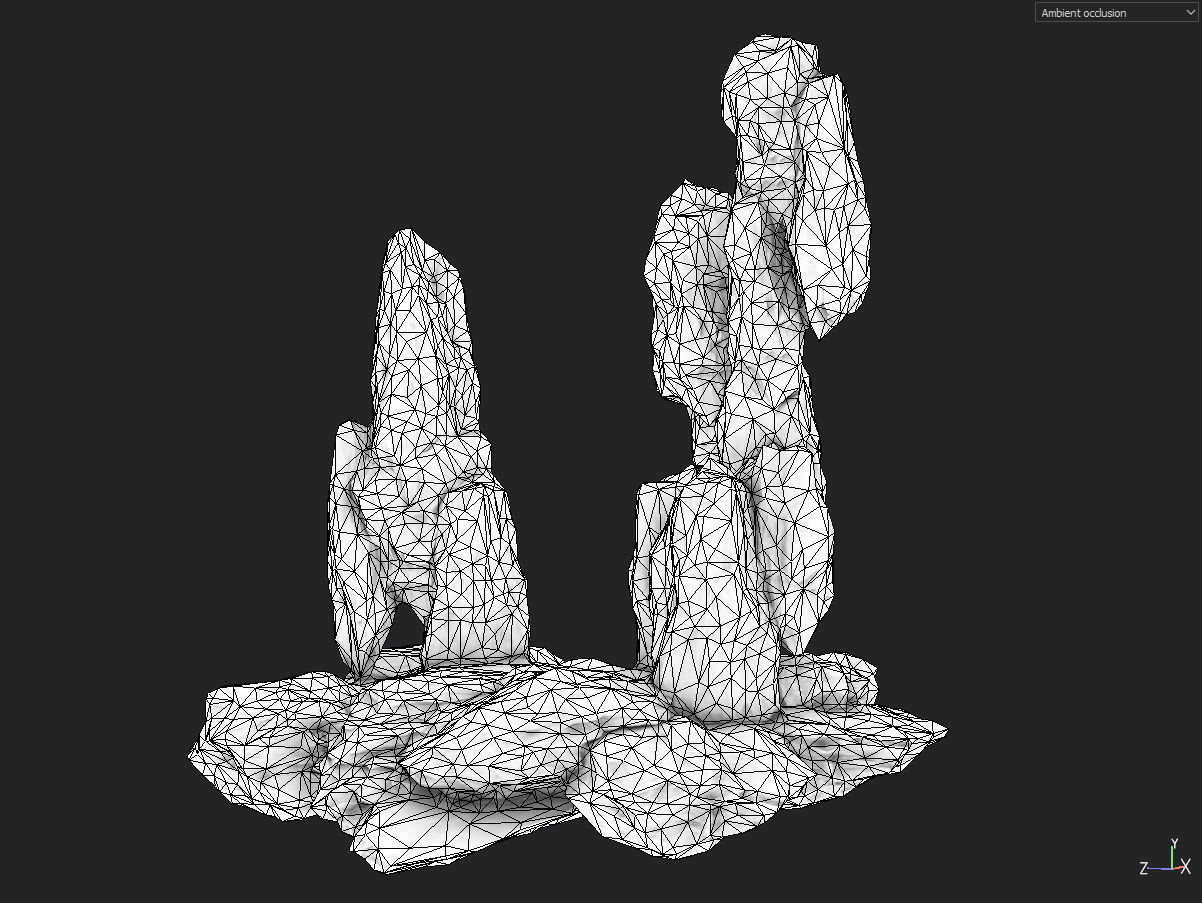Low poly gray mossy big rock formular Low-poly 3D model_13