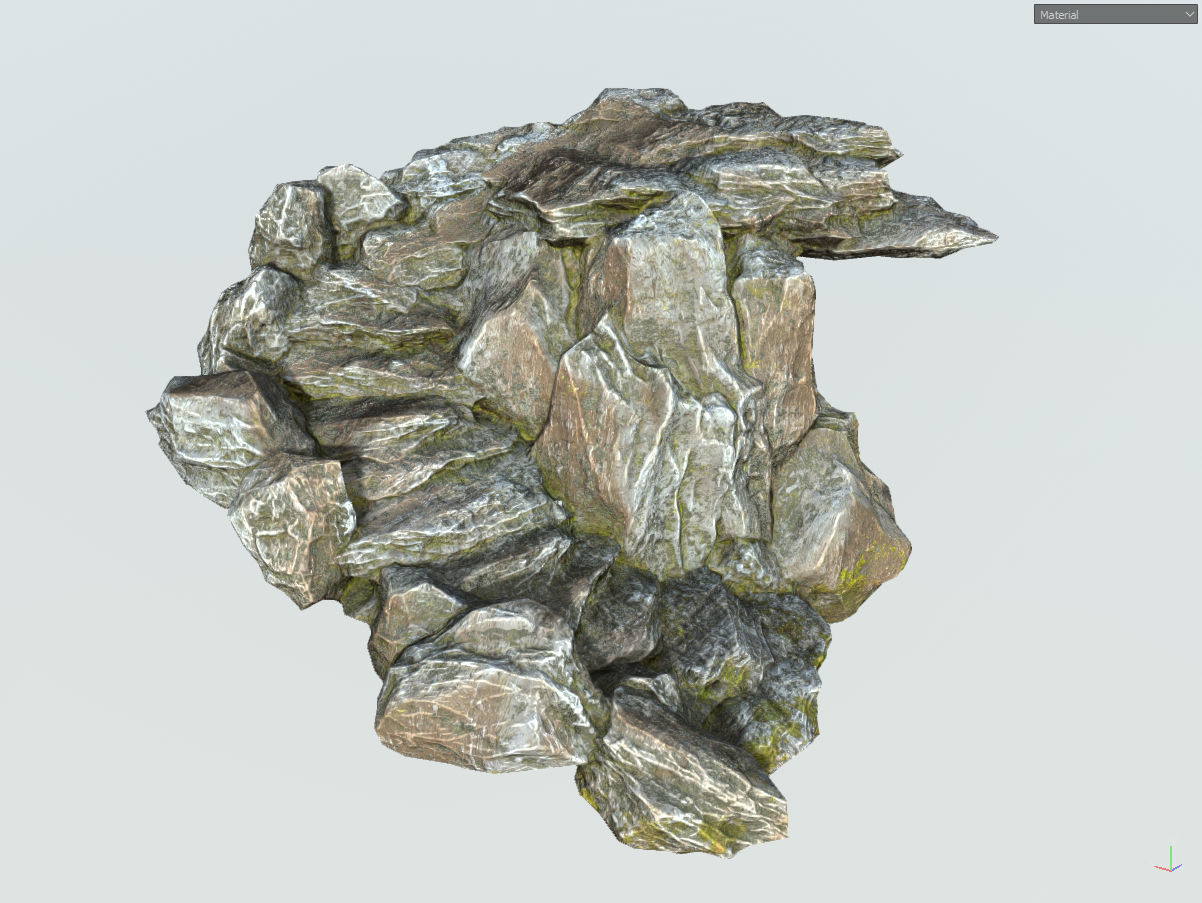 Low poly gray mossy big rock formular Low-poly 3D model_26
