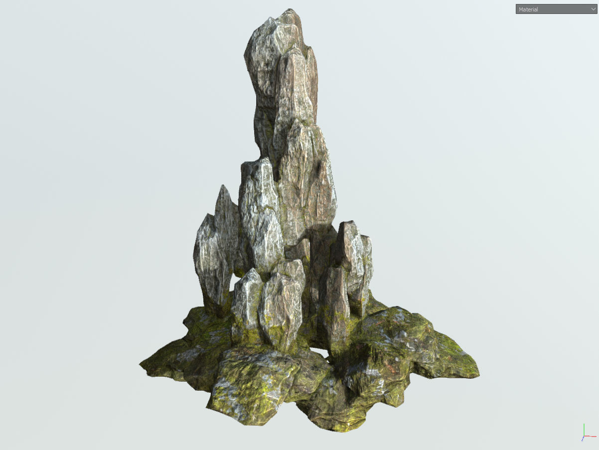 Low poly gray mossy big rock formular Low-poly 3D model_18