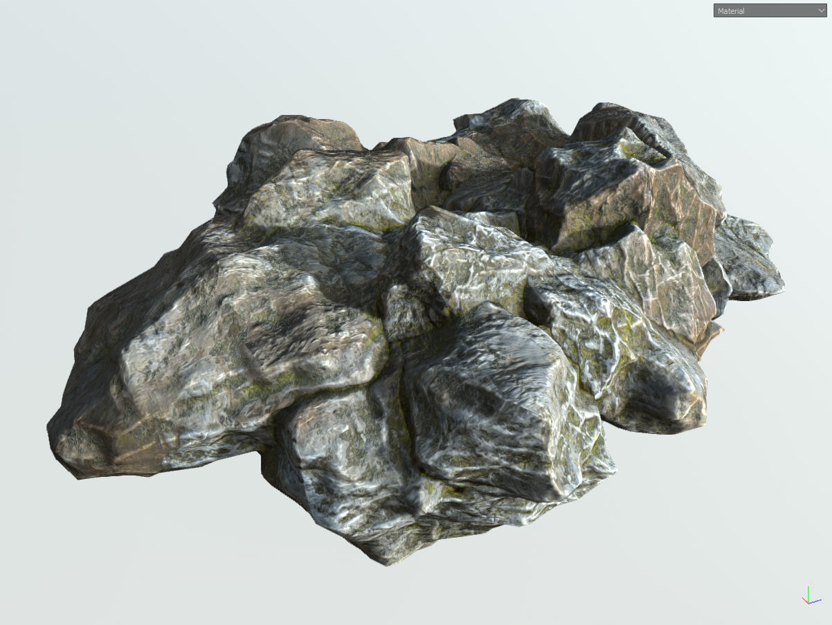 Low poly gray mossy big rock formular Low-poly 3D model_4
