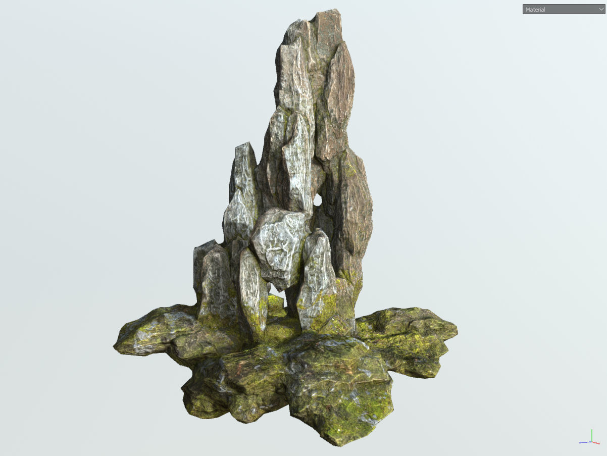 Low poly gray mossy big rock formular Low-poly 3D model_19