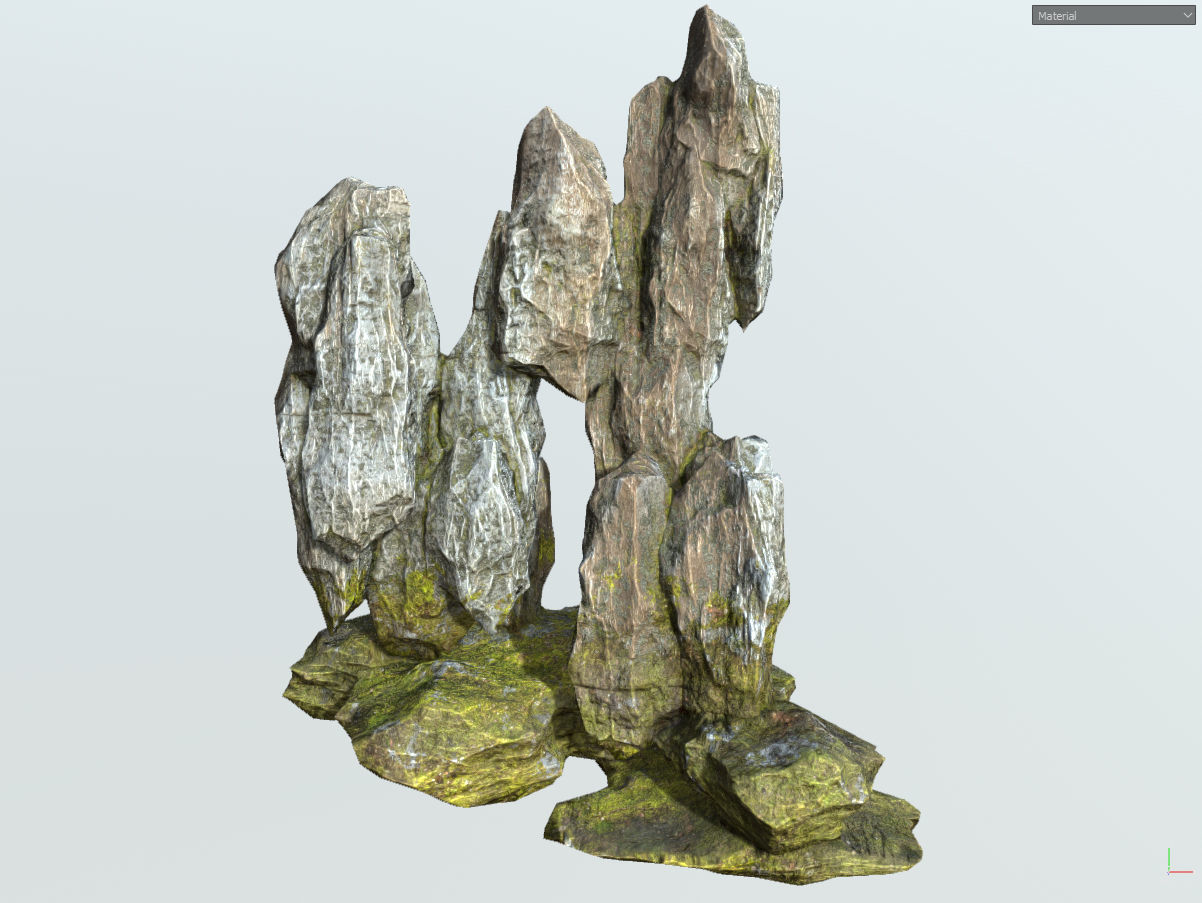 Low poly gray mossy big rock formular Low-poly 3D model_6