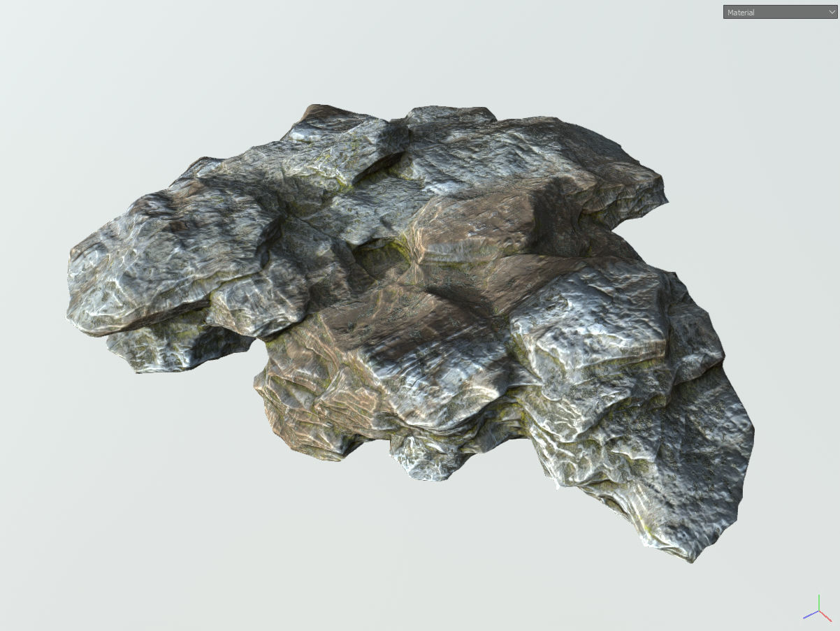 Low poly gray mossy big rock formular Low-poly 3D model_40