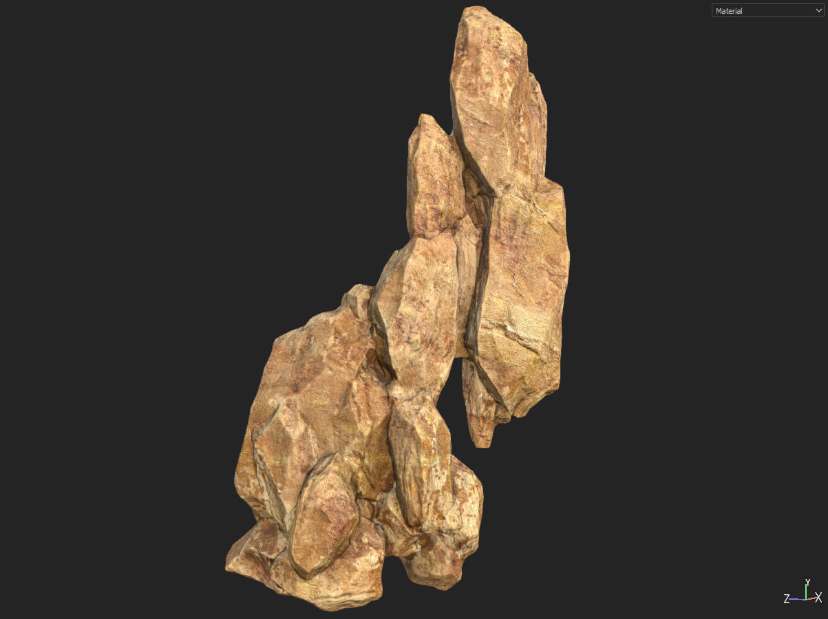 Low poly formation yellow-texture Low-poly 3D model_4