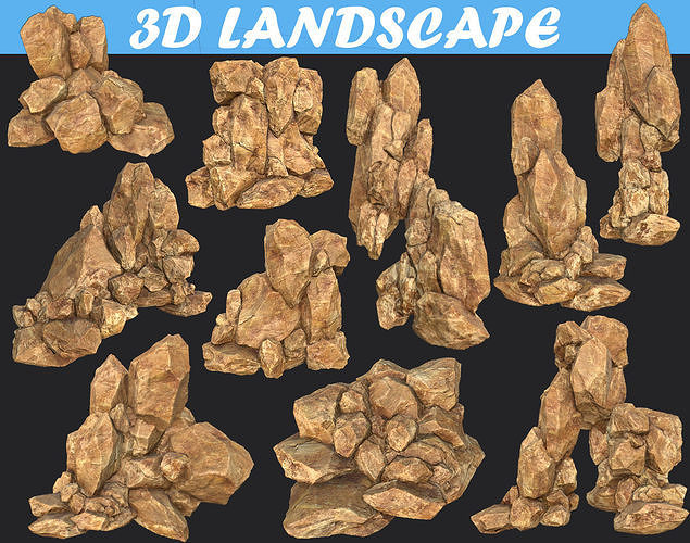 Low poly formation yellow-texture Low-poly 3D model