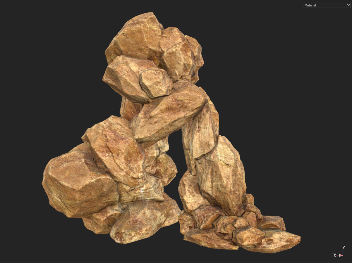 Low poly formation yellow-texture Low-poly 3D model_32