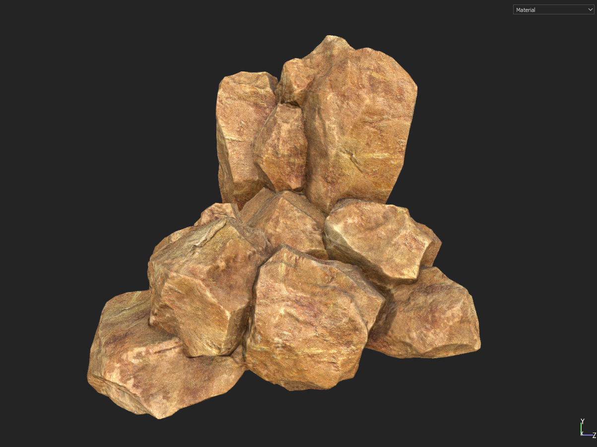 Low poly formation yellow-texture Low-poly 3D model_14