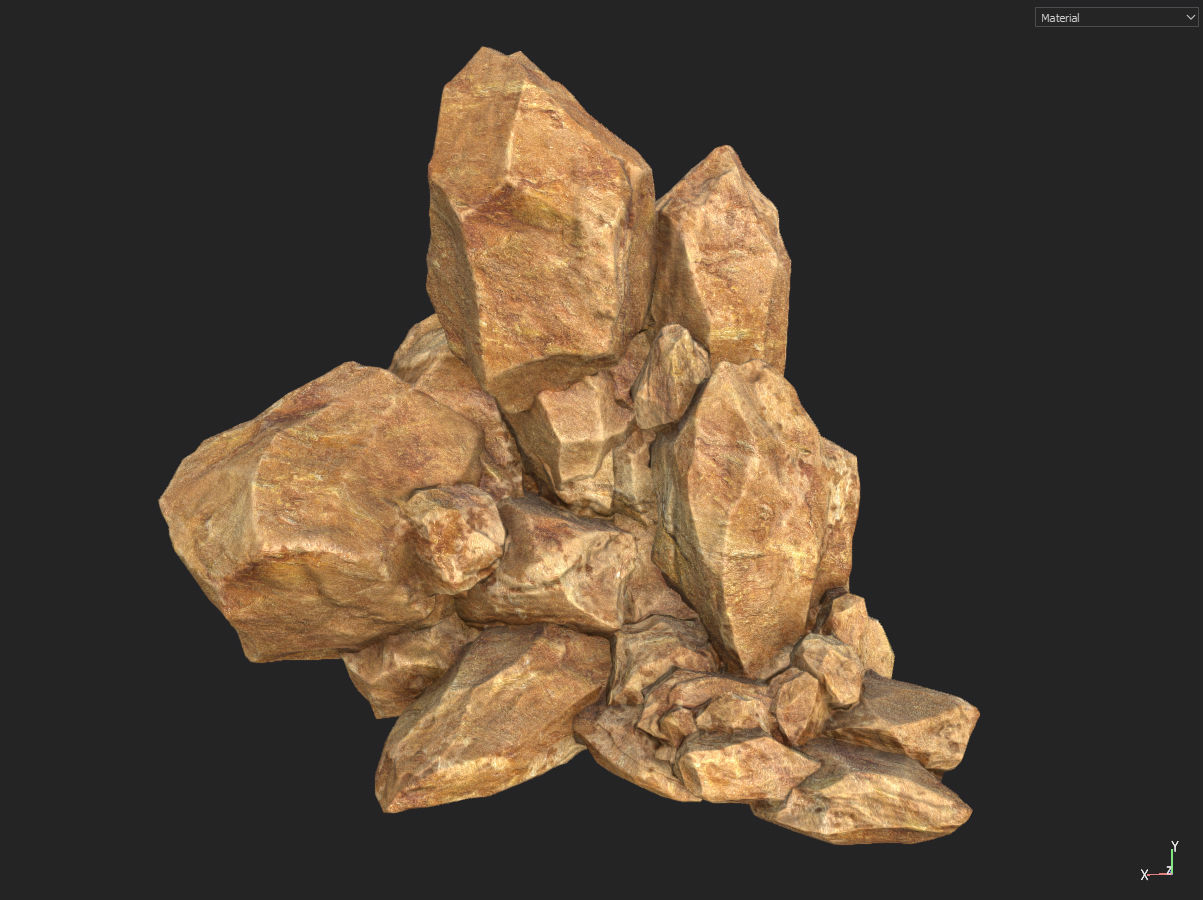 Low poly formation yellow-texture Low-poly 3D model_26
